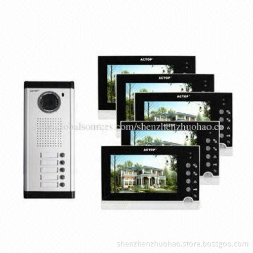 5-apartments 7-inch Wire Video Door Phone